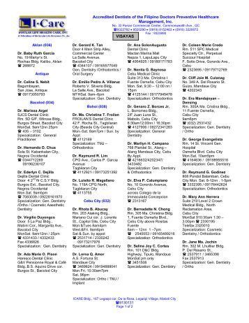 list of intellicare accredited dental clinics 2023|Affiliated Doctors/Dentists .